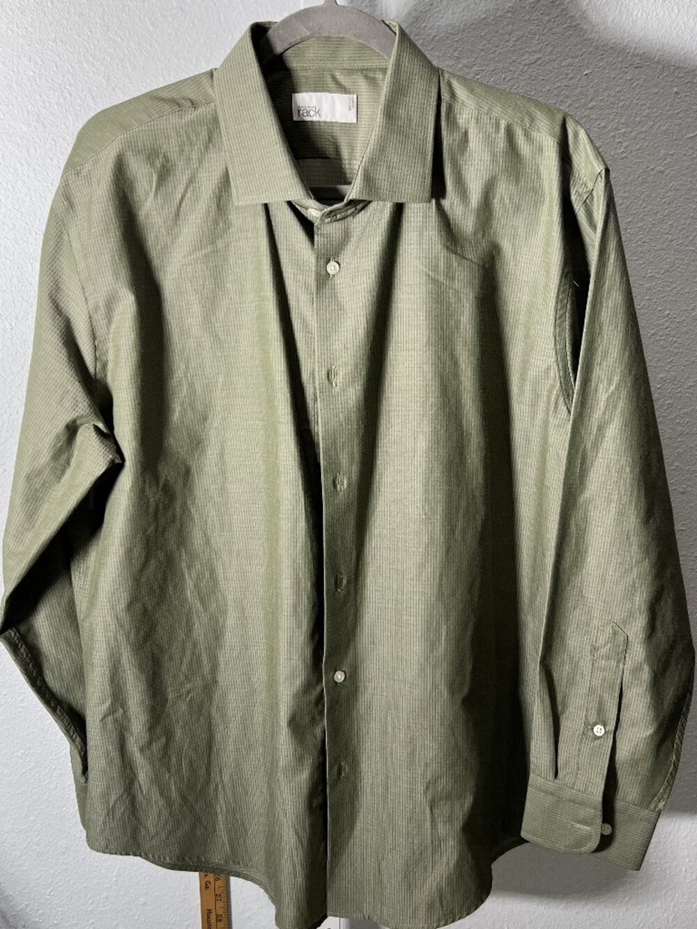 Nordstrom Rack Trim Fit Easy Care Green Long-Sleeve Button-Up SZ XL